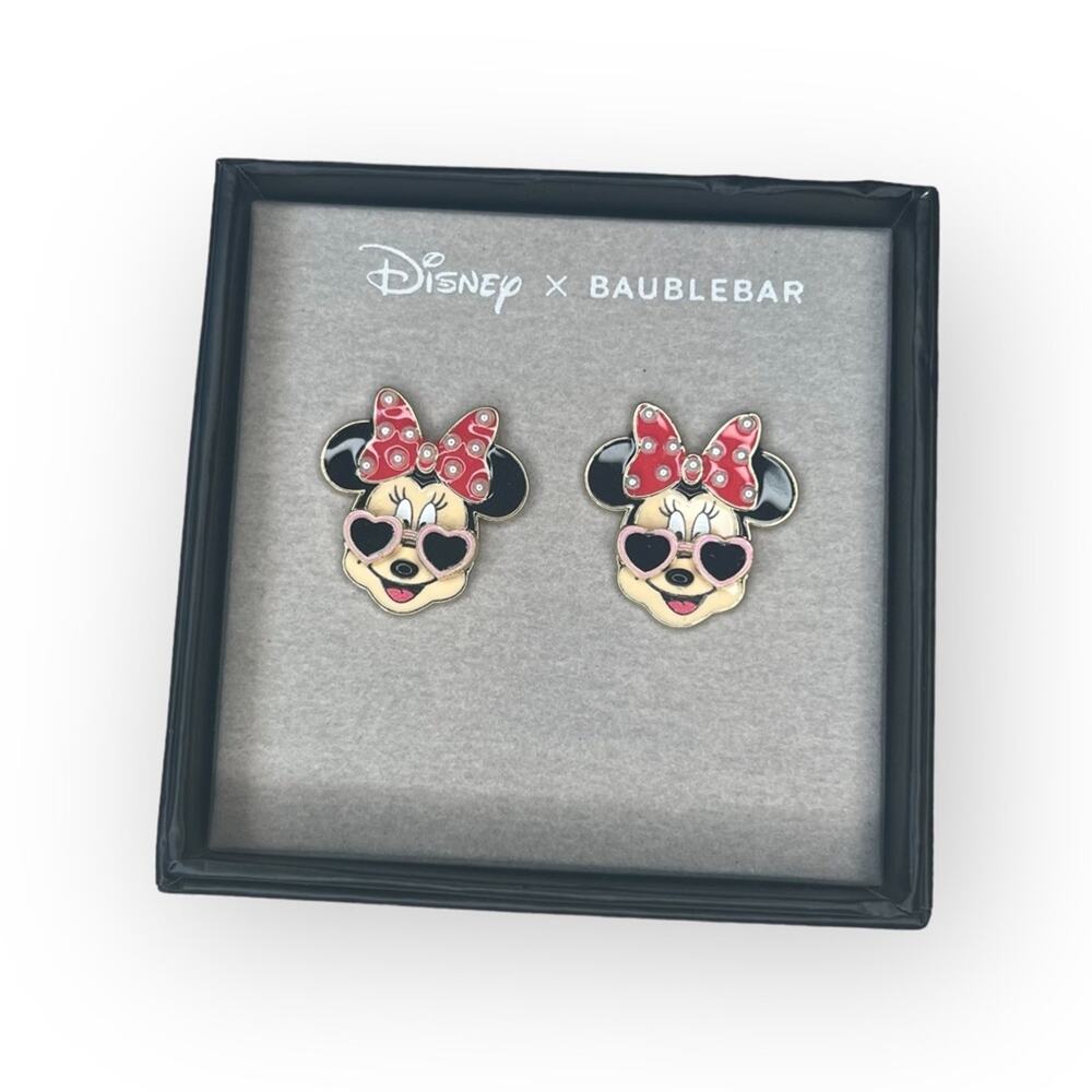 Disney baublebar Minnie Mouse sunglasses pearl bow earrings new